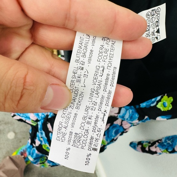 NWT Zara Blue Rose Printed Black  Backless Mini Dress - Picture 8 of 9